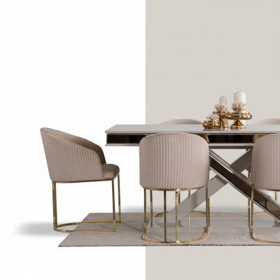 Table de salle à manger de luxe Chaise Inclinable Mobilier Ameublement Siège Tapisserie de siège Chaises