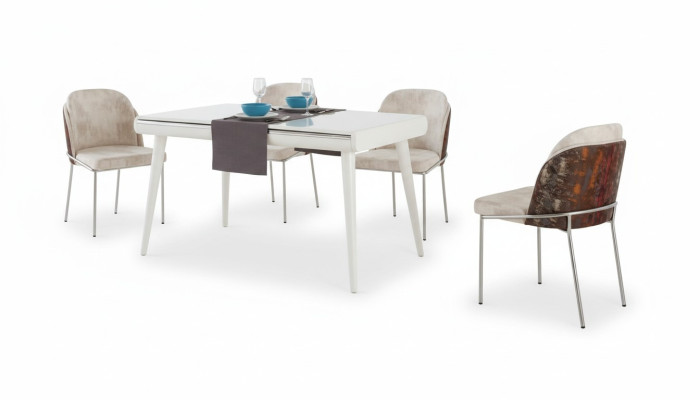 Ensemble de salle à manger moderne Mobilier Ensemble de salle à manger Ensemble chaise Table à manger Rembourrage 5 pièces.