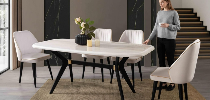 Salle à manger Ensemble Suite Siège Tapisserie d'ameublement Mobilier De salle à manger Table à manger 5pcs.