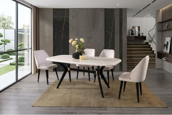 Salle à manger Ensemble Suite Siège Tapisserie d'ameublement Mobilier De salle à manger Table à manger 5pcs.