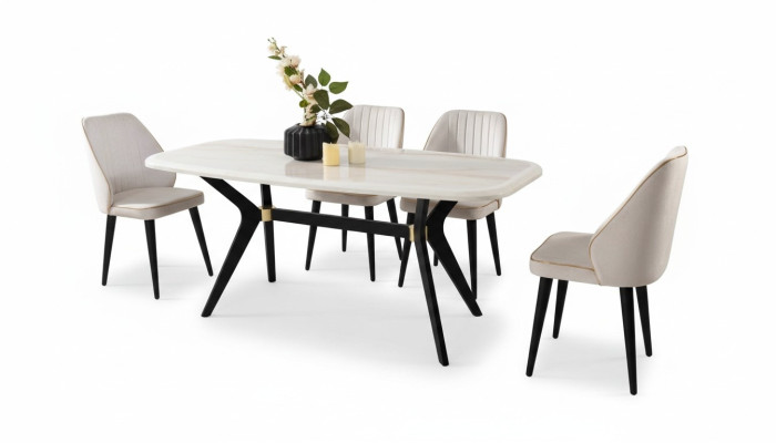 Salle à manger Ensemble Suite Siège Tapisserie d'ameublement Mobilier De salle à manger Table à manger 5pcs.