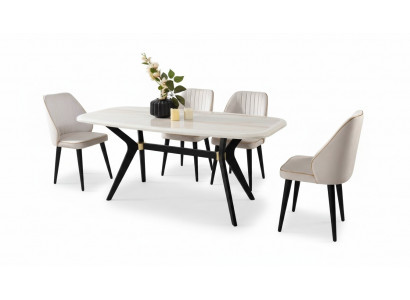 Salle à manger Ensemble Suite Siège Tapisserie d'ameublement Mobilier De salle à manger Table à manger 5pcs.