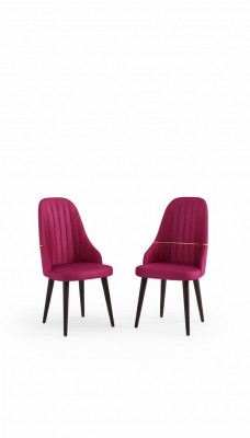 Chaise rose clair en bois sur des pieds noirs pour la salle à manger nouveau modèle