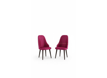 Chaise rose clair en bois sur des pieds noirs pour la salle à manger nouveau modèle