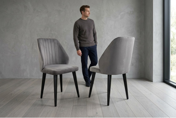 Chaise de salle à manger grise De luxe Fauteuil Single Seater Textile Meubles Modèle de concepteur nouveau