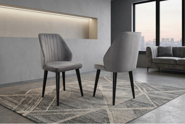 Chaise de salle à manger grise De luxe Fauteuil Single Seater Textile Meubles Modèle de concepteur nouveau