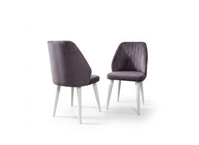 Chaise de salle à manger moderne grise à un seul siège avec pieds en bois. Chaises de meubles de luxe.