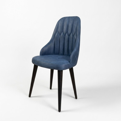Tabouret de salle à manger original de couleur bleue avec un dossier moelleux pour votre salle à manger