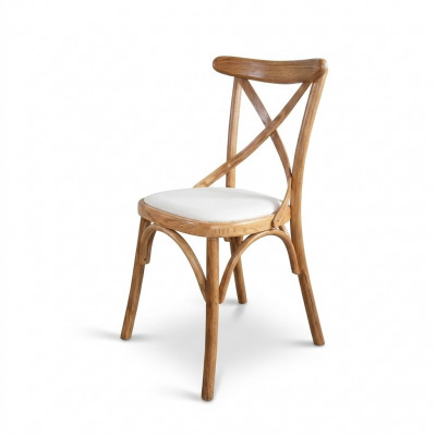 Une chaise en bois avec un siège doux et un dossier rond pour votre salle à manger