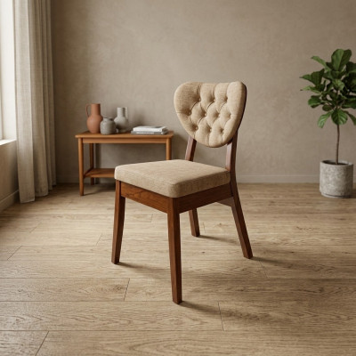 Chaise beige en bois Chaise Chesterfield Chaises design rembourrées Mobilier de sièges luxueux