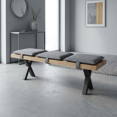 Banc en bois design moderne avec siège rembourré pour salle à manger
