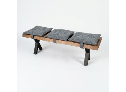 Banc en bois design moderne avec siège rembourré pour salle à manger