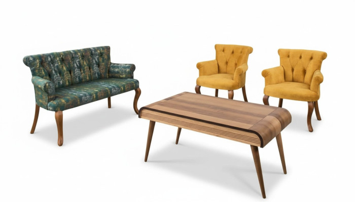 Ensemble de sièges Coussins de siège Tabouret Ensemble de meubles Canapé Canapé Table basse 4 pièces. ensembles