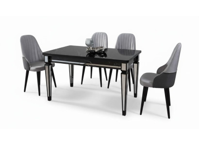 Table Table à manger Meubles Ensemble de salle à manger Ensemble de salle à manger Ensemble de salle à manger Table 4x Chaises 5pcs.
