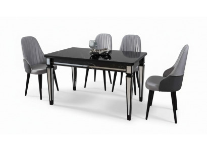 Table Table à manger Meubles Ensemble de salle à manger Ensemble de salle à manger Ensemble de salle à manger Table 4x Chaises 5pcs.