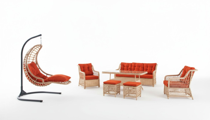 Ensemble de canapés mobilier de jardin table tabouret fauteuil groupe de sièges véranda 6 pièces.