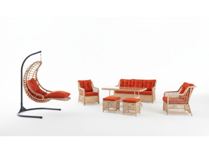 Ensemble de canapés mobilier de jardin table tabouret fauteuil groupe de sièges véranda 6 pièces.