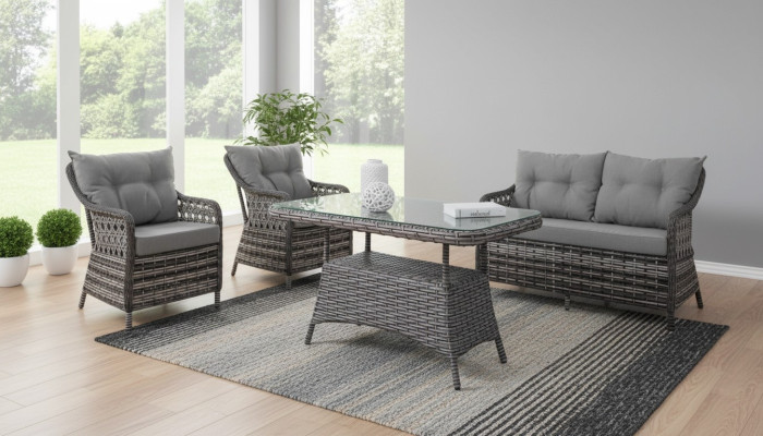 Meubles de jardin modernes ensemble de canapé de luxe table tabouret fauteuil groupe de sièges