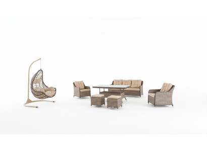 Meubles de jardin modernes Table Fauteuil Tabouret Canapé véranda Ensemble 6 pièces. nouveau