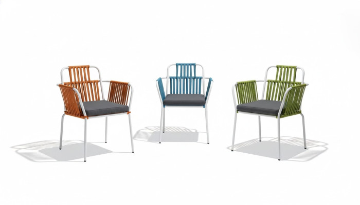 Meubles de salle à manger modernes Terrasses 4x Chaises Meubles en acier inoxydable