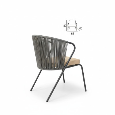 Chaise avec des jambes en acier inoxydable souple et un dossier gris rond