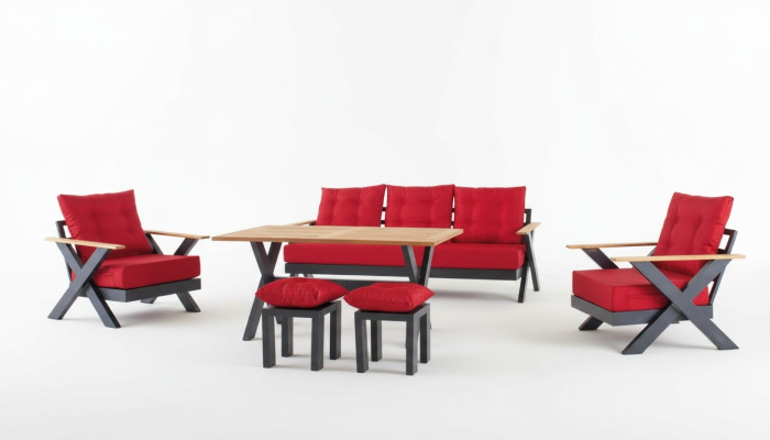 Mobilier de jardin canapé table tabouret canapé fauteuil groupe de sièges véranda n 6 pièces.