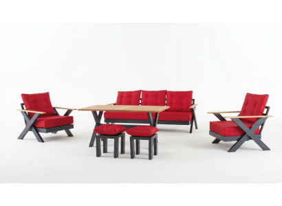 Mobilier de jardin canapé table tabouret canapé fauteuil groupe de sièges véranda n 6 pièces.