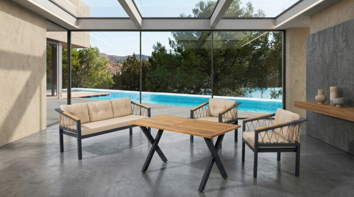 Meubles de jardin Ensemble de canapé Siège Mobilier de terrasse Table de patio Canapé Canapé Ensemble de 4 pièces