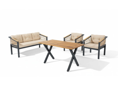 Meubles de jardin Ensemble de canapé Siège Mobilier de terrasse Table de patio Canapé Canapé Ensemble de 4 pièces