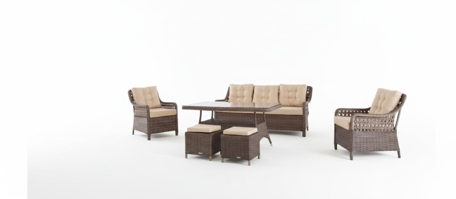 Meubles de jardin ensemble canapé table fauteuil groupe de siège véranda tabouret 6 pièces.