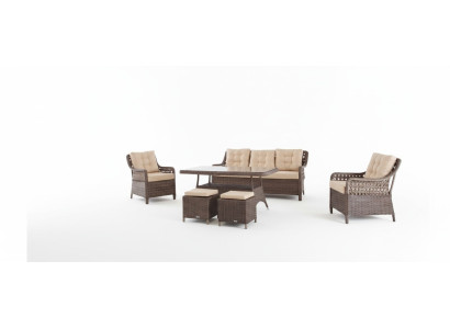 Meubles de jardin ensemble canapé table fauteuil groupe de siège véranda tabouret 6 pièces.