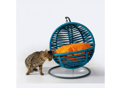 Lit de chat à balançoire bleu et rond accessoires d'animaux de luxe de meubles modernes nouveaux