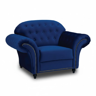 Fauteuil bleu Chesterfield canapé 1 place Canapé Fauteuil bleu Meubles