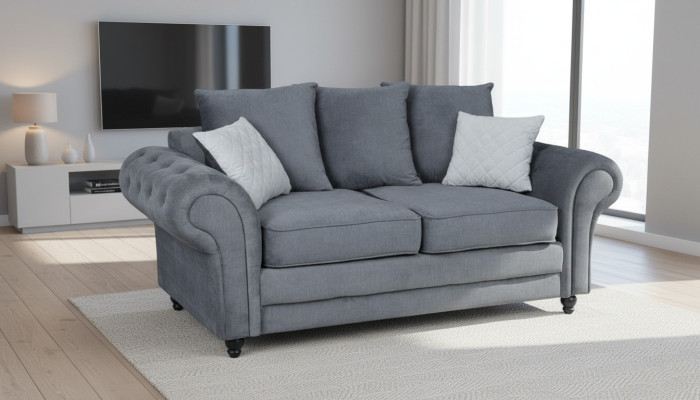 Canapé Chesterfield gris Tissu d'ameublement Canapés Deux places