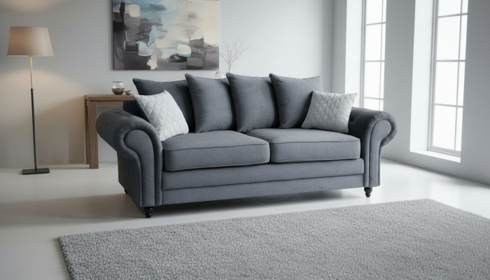 Canapé trois places en tissu velours Canapé tissu sofa 218cm Canapé