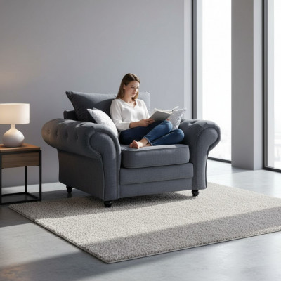 Fauteuil de télévision Chesterfield une place en velours rembourré Canapé Sofa Meubles