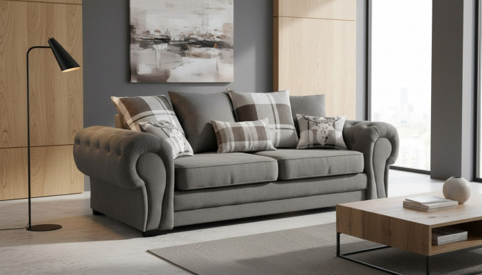 Canapé trois places rembourré en velours 224 cm en tissu pour canapé