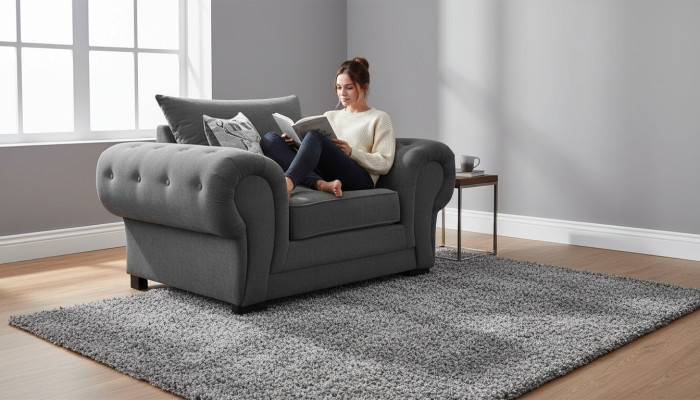 Style Design moderne Couleur Gris Salon 1 Siège Fauteuil Tissu Polyester neuf