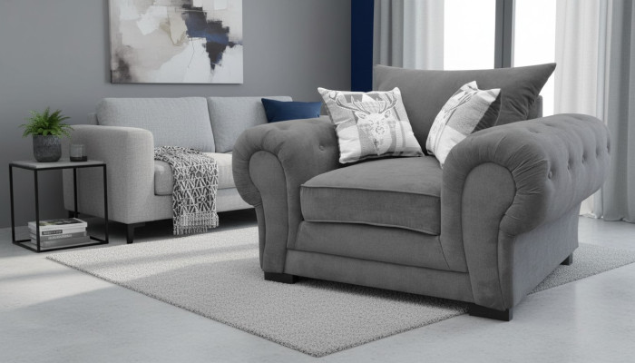 Style Design moderne Couleur Gris Salon 1 Siège Fauteuil Tissu Polyester neuf