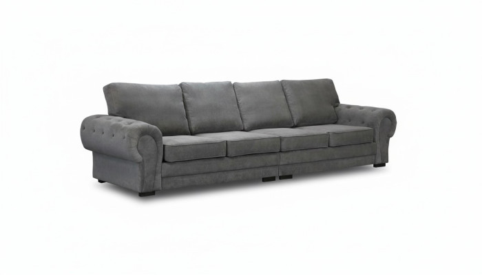 Canapé classique 4 places pour meubles rembourrés en tissu gris, confortables