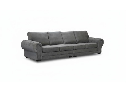 Canapé classique 4 places pour meubles rembourrés en tissu gris, confortables