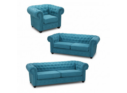 Canapé Chesterfield Ensemble Canapé Rembourré Mobilier Ensemble Suite 3+2+1 Turquoise