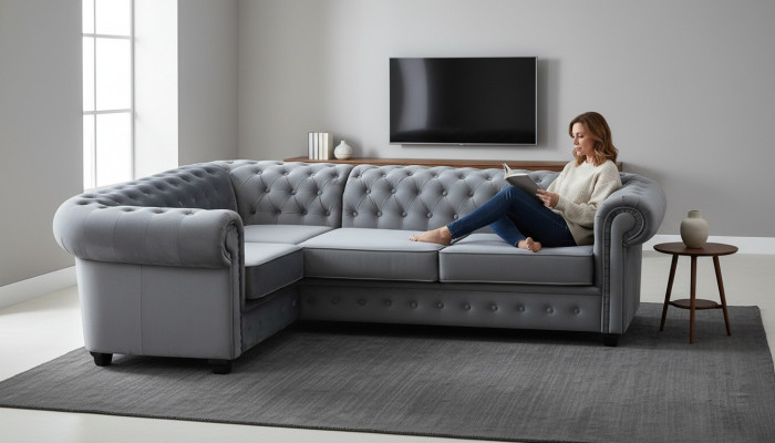 Canapé Chesterfield en tissu d'ameublement de canapé Sectionnel Canapé Canapés Canapés Tissu Textile