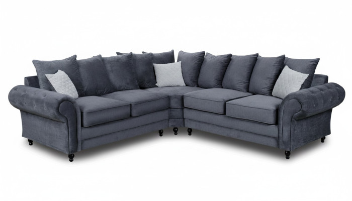 Canapé d'angle moderne Style de canapé Gris Revêtement de canapé en tissu Mobilier en forme de L-Literie