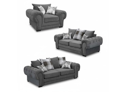 Ensemble de canapés 3+2+1 Chesterfield-Mobilier de salon Textile de style italien.