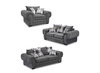 Ensemble de canapés 3+2+1 Chesterfield-Mobilier de salon Textile de style italien.