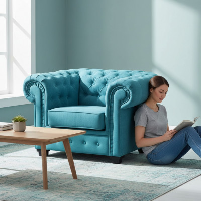 Fauteuil confortable de luxe Fauteuil italien style Chesterfield pour salon