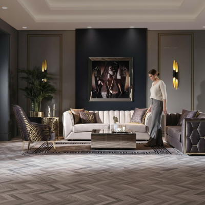 Canapé moderne en acier inoxydable trois places fauteuil meubles de salon