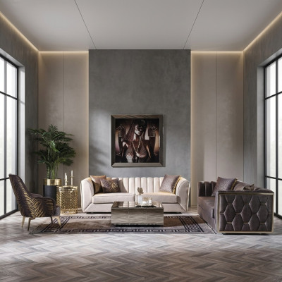 Canapé moderne en acier inoxydable trois places fauteuil meubles de salon