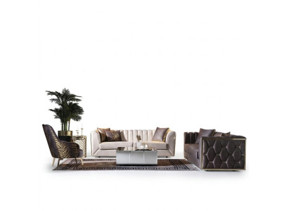 Canapé moderne en acier inoxydable trois places fauteuil meubles de salon